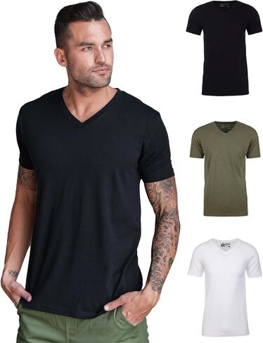 INTO THE AM Premium V Neck T Shirts for Men - Modern Fitted Tees S - 2XL Vneck Undershirts in Kuwait