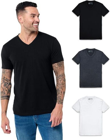 INTO THE AM Premium V Neck T Shirts for Men - Modern Fitted Tees S - 2XL Vneck Undershirts in Kuwait