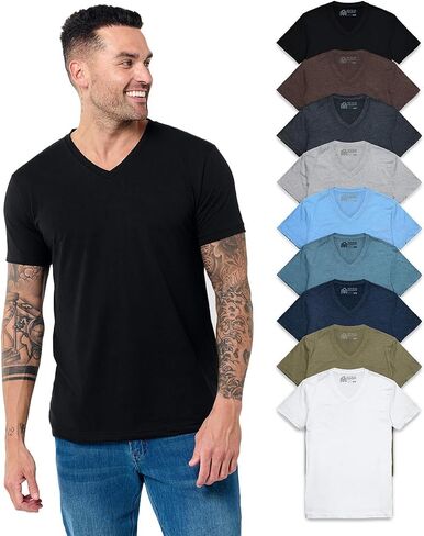 INTO THE AM Premium V Neck T Shirts for Men - Modern Fitted Tees S - 2XL Vneck Undershirts in Kuwait