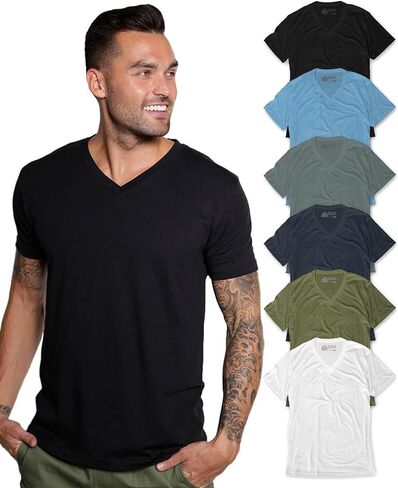 INTO THE AM Premium V Neck T Shirts for Men - Modern Fitted Tees S - 2XL Vneck Undershirts in Kuwait