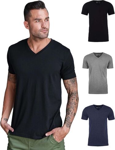 INTO THE AM Premium V Neck T Shirts for Men - Modern Fitted Tees S - 2XL Vneck Undershirts in Kuwait