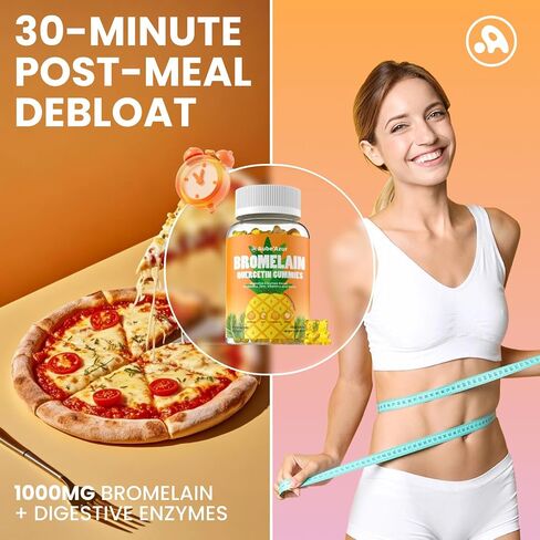 Liposomal Bromelain with Quercetin Gummies, 1000mg Bromelain Supplement for Women & Men, with Probiotics, Digestive Enzymes for Gut, Digestive & Immune Support, Sugar Free, Pineapple Flavor, 60 Count in Saudi Arabia