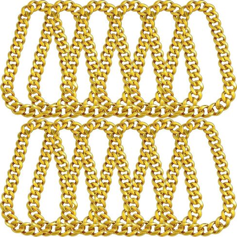 12Pack Big Chunky Plastic Hip Hop Chain for Men, 80s 90s Costume Rapper Chain, Hip Hop Turnover Fake Necklace Bulk for Cosplay Halloween Punk, 32in/36in in Saudi Arabia