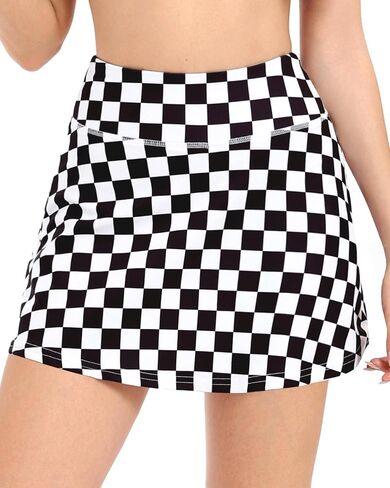 AHLW Women's Tennis Skirts High Waisted Athletic Golf Skorts with Pockets Workout Running Mini Skirts with Shorts Underneath in Saudi Arabia