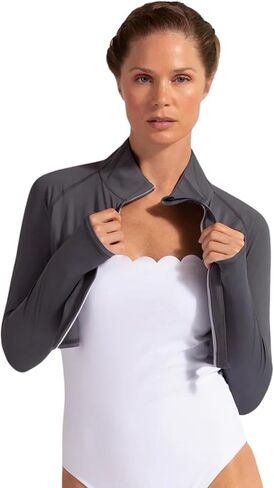 BloqUV Women's UPF 50+ Sun Protection Active Full Zip Crop Top Jacket in Saudi Arabia