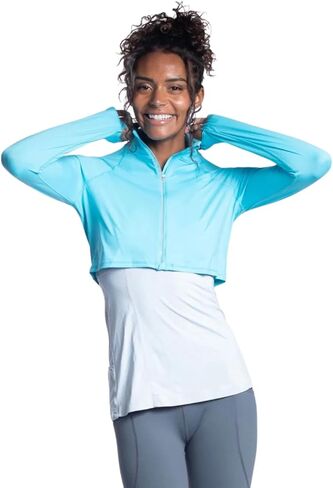 BloqUV Women's UPF 50+ Sun Protection Active Full Zip Crop Top Jacket in Saudi Arabia