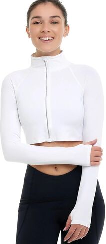 BloqUV Women's UPF 50+ Sun Protection Active Full Zip Crop Top Jacket in Saudi Arabia