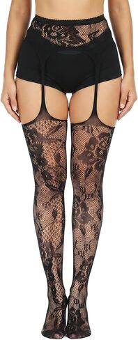 Women’s Patterned Fishnet Tights Sexy High Waist Fishnet Stockings Floral Lace Pantyhose Sexy Fashion Stockings 04 in Saudi Arabia