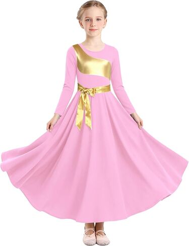 Girls Praise Dance Dress Full Length Swing Skirt Liturgical Worship Church Choir Costumes Lyrical Dress in Saudi Arabia