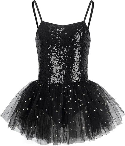 Girls Ballet Leotard with Iridescent Tutu: Sequin Thin Strap Dance Costume for Performances in Saudi Arabia