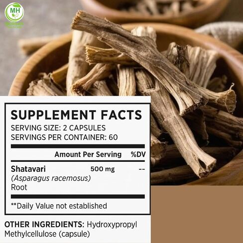 Shatavari Capsules 500 mg | Asparagus Racemosus Extract | 60 Vegan Capsules |Pack of 4 | Natural Ayurvedic Herbal Supplement for Women | Plant-Based Formula for Daily Wellness in Saudi Arabia