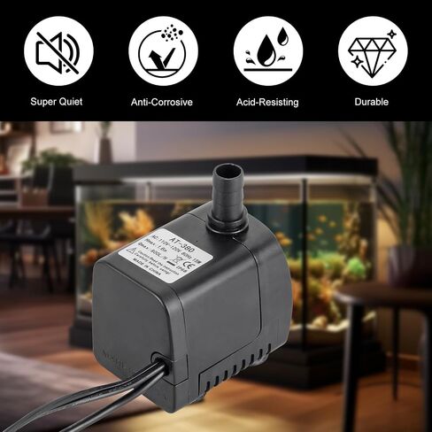 2pcs Fountain Submersible Water Pump 15W 800L/H Submersible Fountain Pump with LED Lights Water Pump 260GPH for Aquarium Pond Statuary Gardens Water Feature Outdoor Fountain in Kuwait
