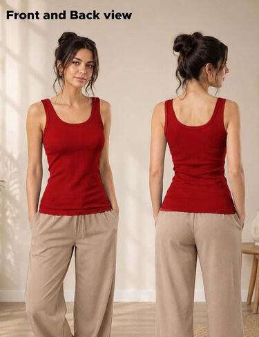 Tank Tops for Women, Womens Summer Tops, Scoop Neck Sleeveless Cotton Modal Blend, Slim Fit Casual Tank Top in Kuwait