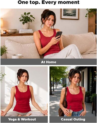 Tank Tops for Women, Womens Summer Tops, Scoop Neck Sleeveless Cotton Modal Blend, Slim Fit Casual Tank Top in Kuwait