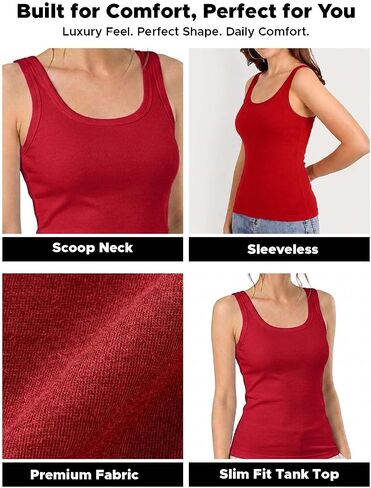 Tank Tops for Women, Womens Summer Tops, Scoop Neck Sleeveless Cotton Modal Blend, Slim Fit Casual Tank Top in Kuwait