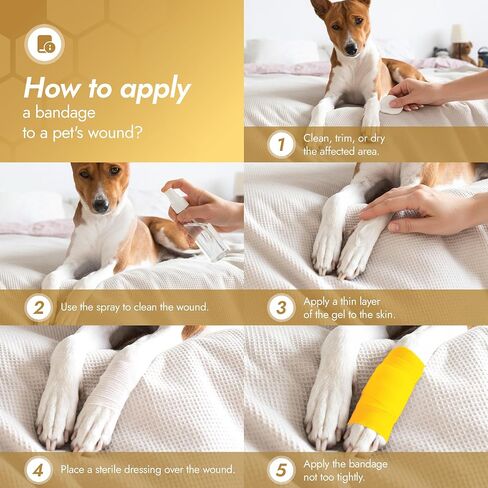 Dog Wound Care Wraps Stick to Itself, Protect from Licking and Dirt – Self-Adhering Elastic Cat & Dog Bandages for Wounds in a Set of 3 x 5 cm & 3 x 10 cm Rolls – Made from Natural Rubber Latex in Saudi Arabia