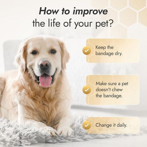 Dog Wound Care Wraps Stick to Itself, Protect from Licking and Dirt – Self-Adhering Elastic Cat & Dog Bandages for Wounds in a Set of 3 x 5 cm & 3 x 10 cm Rolls – Made from Natural Rubber Latex in Saudi Arabia