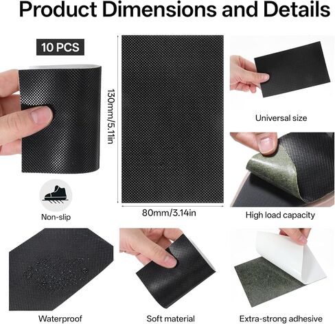 Shoe Grips on Bottom of Shoes, 10 Pack Black Shoe Sole Protector Rubber Non Slip Shoe-Pads for Bottom of Shoes 3.1 X 5.1 Inches Crease Protectors for Heels Trainers Treads Boots Sneakers in Kuwait