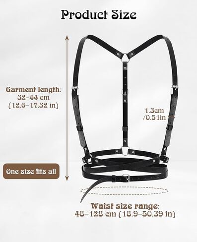 2 Pcs Leather Harness Women Set, Leather Thigh Chest Waist Body Harness Black Punk Belt for Goth Fashion Cosplay Halloween, Adjustable in Saudi Arabia