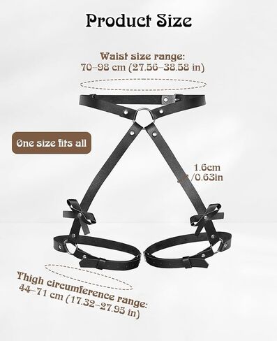 2 Pcs Leather Harness Women Set, Leather Thigh Chest Waist Body Harness Black Punk Belt for Goth Fashion Cosplay Halloween, Adjustable in Saudi Arabia