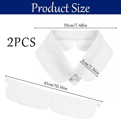2 PCS Fake Collar for Women, Detachable White Collar Faux Collars Fake Shirt Collaring False Skirt Lapel Blouse Collaring for Women Girls Dresses Vest Blouse Outfits Accessory in Saudi Arabia