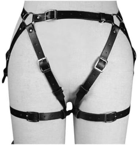 PU Leather Thigh Harness for Women Adjustable Waist and Thigh Straps with Tassel Detail Punk Garter Belt for Fetish Carnival Valentine's Day Roleplay in Saudi Arabia