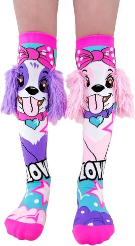 3D Crazy Socks for Girls Kids Funny Silly Wacky Mismatched Knee High Socks for Crazy Sock Day Dance Party Birthdays Gift in Kuwait