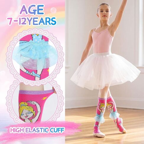 2 Pairs Crazy Socks for Girls Funny Silly Knee High Socks Novelty Kids 3D Sock Gift for Girls in Kuwait