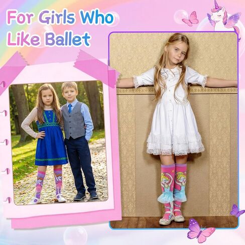 2 Pairs Crazy Socks for Girls Funny Silly Knee High Socks Novelty Kids 3D Sock Gift for Girls in Kuwait