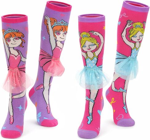 2 Pairs Crazy Socks for Girls Funny Silly Knee High Socks Novelty Kids 3D Sock Gift for Girls in Kuwait
