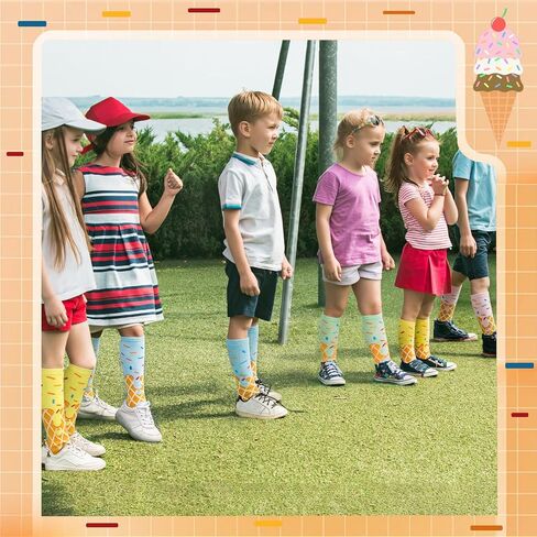 6 Pairs Baseball Tube Socks for Kids Retro Cotton Colorful Knee High Socks Funny Sports Sock for 6-10 Kids in Kuwait