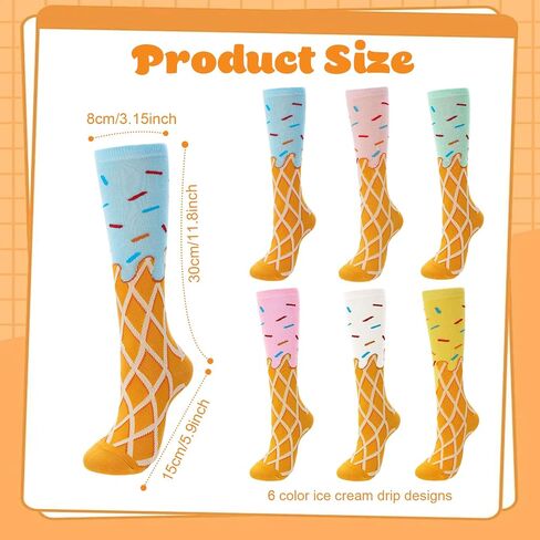 6 Pairs Baseball Tube Socks for Kids Retro Cotton Colorful Knee High Socks Funny Sports Sock for 6-10 Kids in Kuwait