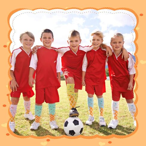 6 Pairs Baseball Tube Socks for Kids Retro Cotton Colorful Knee High Socks Funny Sports Sock for 6-10 Kids in Kuwait