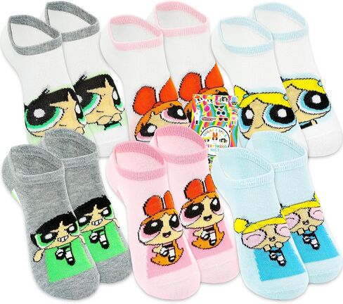 Powerpuff Girls Socks Set - Bundle with 6 Pairs of Socks Plus Stickers | Powerpuff Girls Socks for Kids in Saudi Arabia