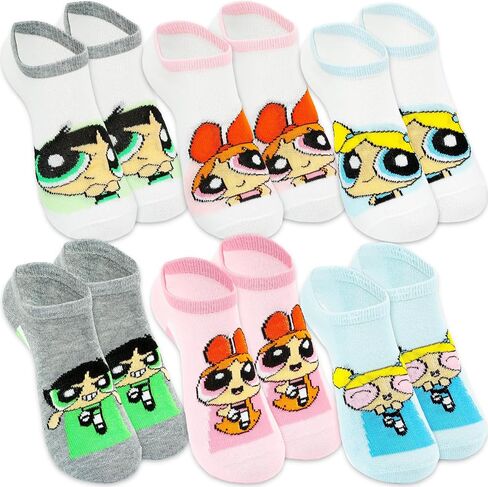 Powerpuff Girls Socks Set - Bundle with 6 Pairs of Socks Plus Stickers | Powerpuff Girls Socks for Kids in Saudi Arabia