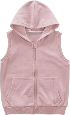 Boys Hoodies Kids Cotton Soft Lightweight Sleeveless Jacket Tween Zip Up Running Athletic Hooded Outerwear Coat Fall in Kuwait