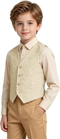 Bakerbear Boys Vest for Kids Jacquard Formal Tuxedo Waistcoat Toddler Slim Fit Wedding Prom Easter Outfit in Kuwait