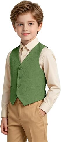 Bakerbear Boys Vest for Kids Jacquard Formal Tuxedo Waistcoat Toddler Slim Fit Wedding Prom Easter Outfit in Kuwait