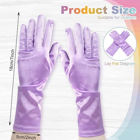 AUHOKY 4 Pairs Princess Gloves for Girls Kids Toddler Dress up Long Satin Gloves for Tea Party Wedding Formal Pageant Age3-8 in Saudi Arabia