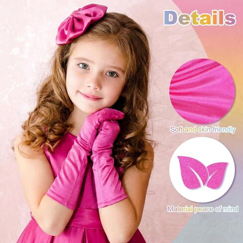 AUHOKY 4 Pairs Princess Gloves for Girls Kids Toddler Dress up Long Satin Gloves for Tea Party Wedding Formal Pageant Age3-8 in Saudi Arabia