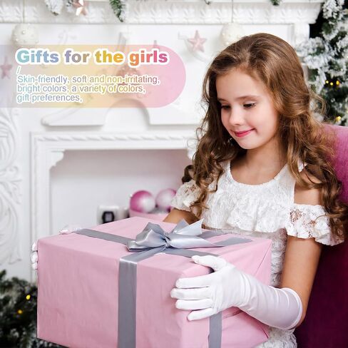 AUHOKY 4 Pairs Princess Gloves for Girls Kids Toddler Dress up Long Satin Gloves for Tea Party Wedding Formal Pageant Age3-8 in Saudi Arabia