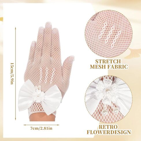 5 Pcs Flower Girl Headpiece with Pearl Necklace Set for Little Girls Lace Princess Gloves for Girls First Communion Tea Party Wedding in Saudi Arabia