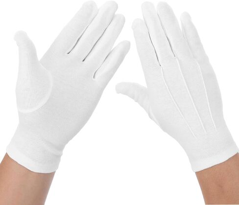 White Gloves Men - White Cotton Gloves Breathable Jewelry Glove for Wedding Formal Dinner Costume Halloween Funeral Tuxedo Party in Kuwait