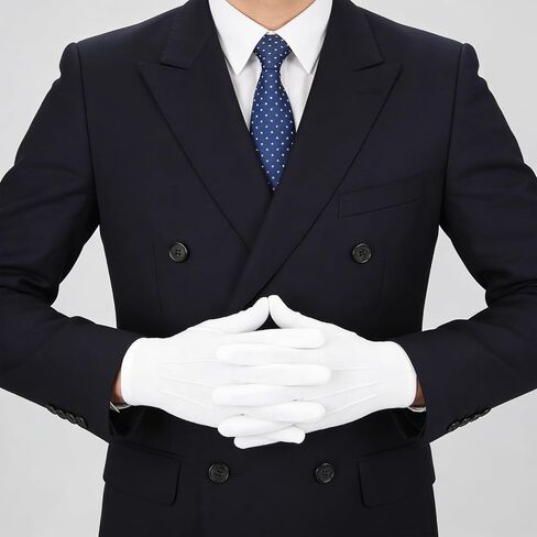 White Gloves Men - White Cotton Gloves Breathable Jewelry Glove for Wedding Formal Dinner Costume Halloween Funeral Tuxedo Party in Kuwait