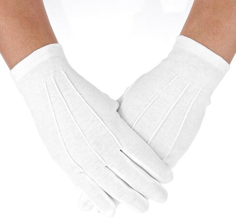 White Gloves Men - White Cotton Gloves Breathable Jewelry Glove for Wedding Formal Dinner Costume Halloween Funeral Tuxedo Party in Kuwait
