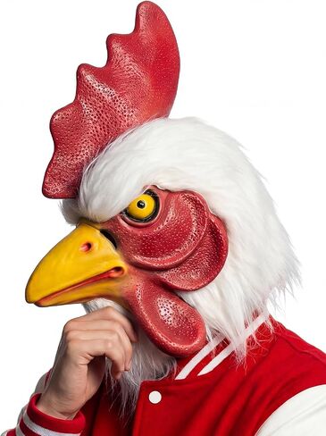 Rooster Latex Mask for Adults, Funny Chicken Head Mask Realistic Animal Head Mask with Clear Visibility for Halloween Cosplay Costume Party Masquerade Props in Saudi Arabia