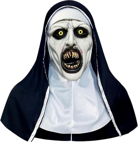 Nun Scary Mask,2026 Halloween Mask,Scary Full Head Nun Mask,Creepy Nun Costume for Cosplay in Saudi Arabia