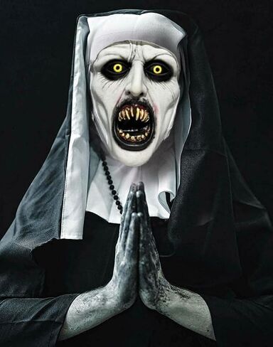 Nun Scary Mask,2026 Halloween Mask,Scary Full Head Nun Mask,Creepy Nun Costume for Cosplay in Saudi Arabia