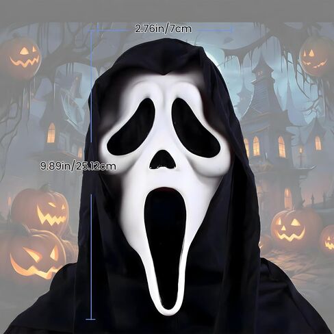 Vergissm Halloween Scream Mask Scary Latex Mask Ghostface Mask Full Head Skull Scream Design Ghost Masque for Horror Cosplay Costume Props Movie Inspired Horror Mask for Party Decoration in Saudi Arabia