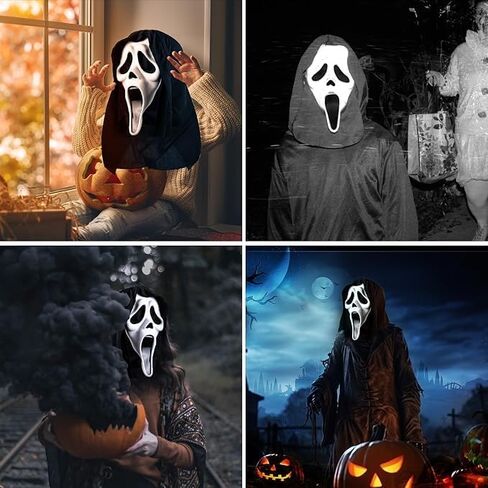 Vergissm Halloween Scream Mask Scary Latex Mask Ghostface Mask Full Head Skull Scream Design Ghost Masque for Horror Cosplay Costume Props Movie Inspired Horror Mask for Party Decoration in Saudi Arabia